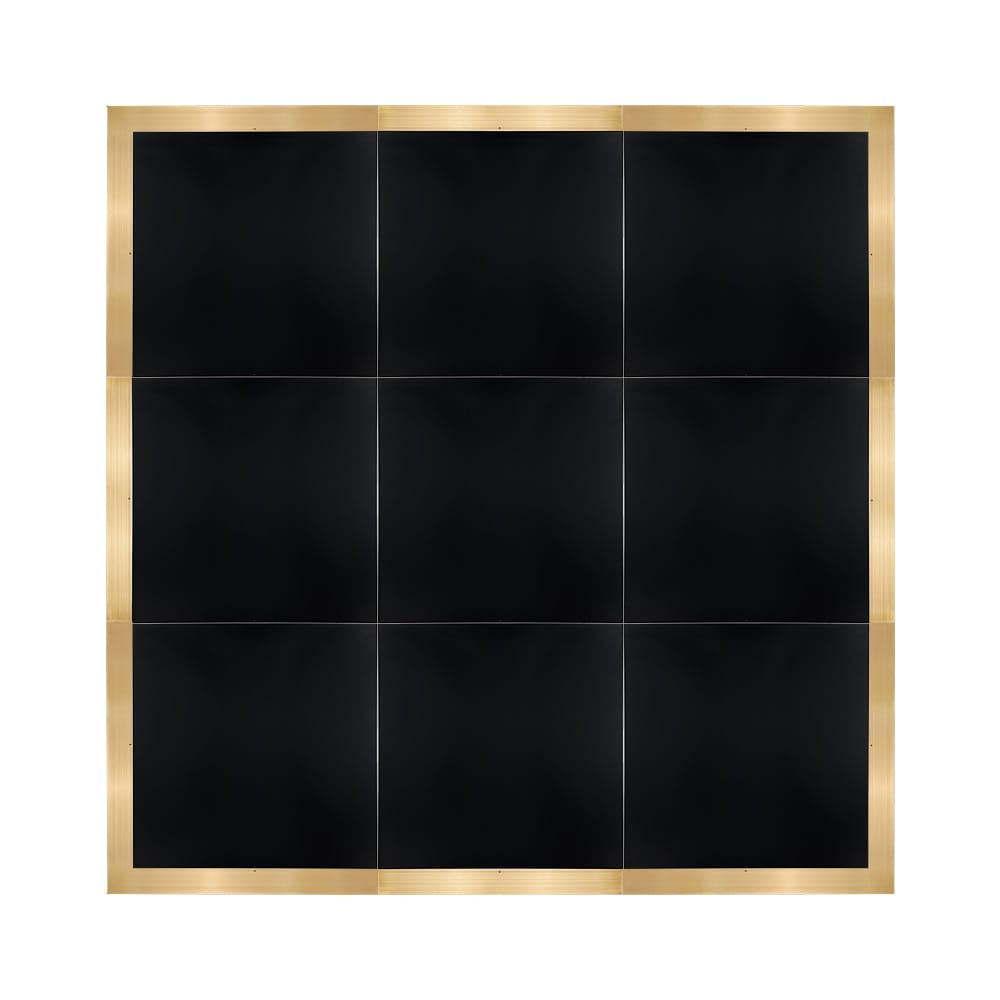Chivari 12' x 12' Black Portable Dance Floor with Classic Gold Edge Trim DF-12X12-BLKCG-KT