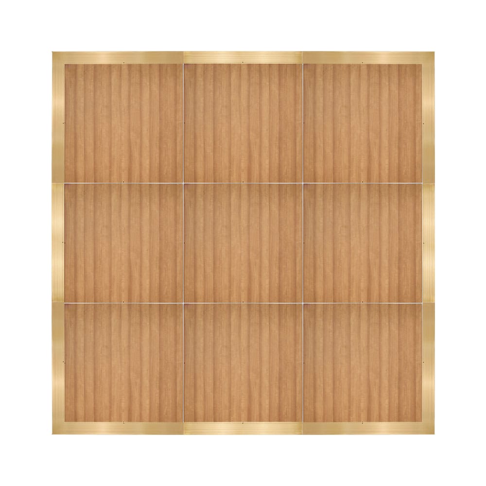 Chivari 12' x 12' Chestnut Portable Dance Floor with Classic Gold Edge Trim DF-12X12-CHTCG-KT
