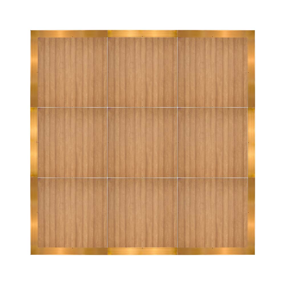 Chivari 12' x 12' Chestnut Portable Dance Floor with Gold Edge Trim DF-12X12-CHTG-KT