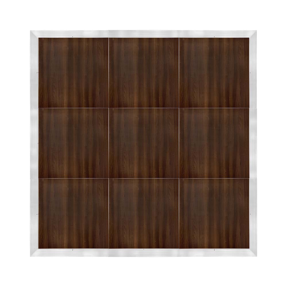 Chivari 12' x 12' Fruitwood Portable Dance Floor with Silver Edge Trim DF-12X12-FRTS-KT