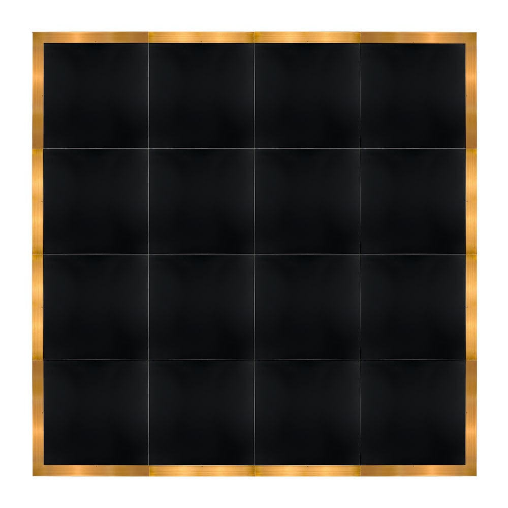Chivari 16' x 16' Black Portable Dance Floor with Gold Edge Trim DF-16X16-BLKG-KT