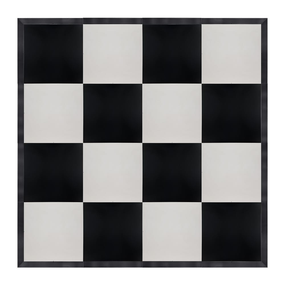 Chivari 16' x 16' Black & White Portable Dance Floor with Black Edge Trim DF-16X16-BLKWHTB-KT