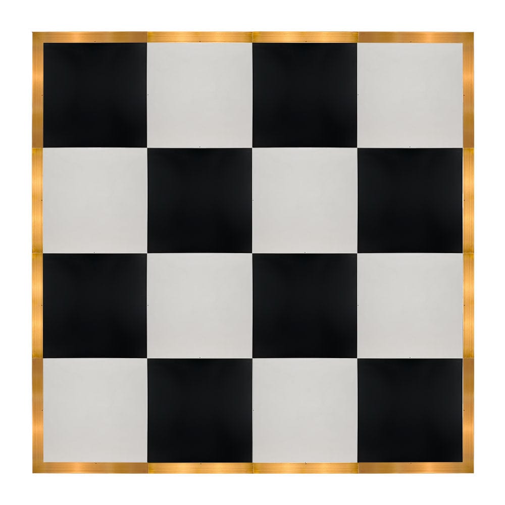 Chivari 16' x 16' Black & White Portable Dance Floor with Gold Edge Trim DF-16X16-BLKWHTG-KT