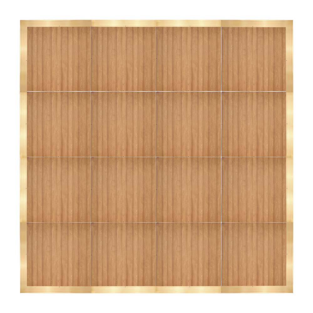 Chivari 16' x 16' Chestnut Portable Dance Floor with Classic Gold Edge Trim DF-16X16-CHTCG-KT