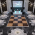 Chivari 16' x 16' Fruitwood & Chestnut Portable Dance Floor with Silver Edge Trim DF-16X16-CHTFRTS-KT