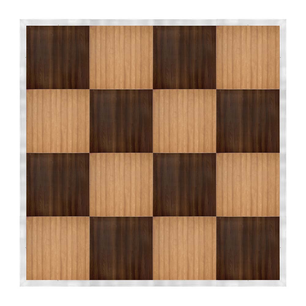 Chivari 16' x 16' Fruitwood & Chestnut Portable Dance Floor with Silver Edge Trim DF-16X16-CHTFRTS-KT