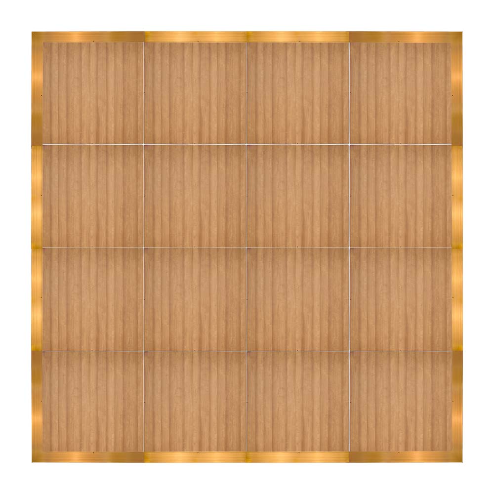 Chivari 16' x 16' Chestnut Portable Dance Floor with Gold Edge Trim DF-16X16-CHTG-KT