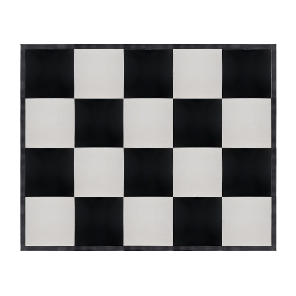 Chivari 16' x 20' Black & White Portable Dance Floor with Black Edge Trim DF-16X20-BLKWHTB-KT