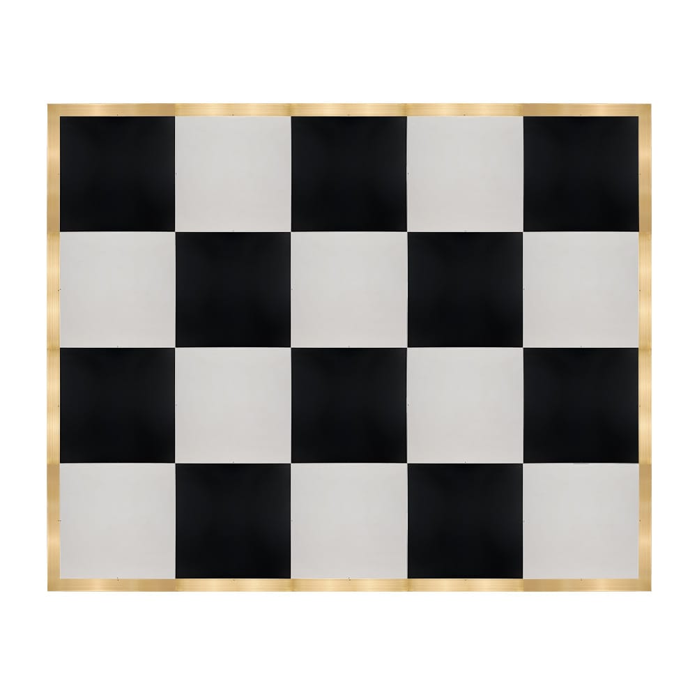 Chivari 16' x 20' Black & White Portable Dance Floor with Classic Gold Edge Trim DF-16X20-BLKWHTCG-KT