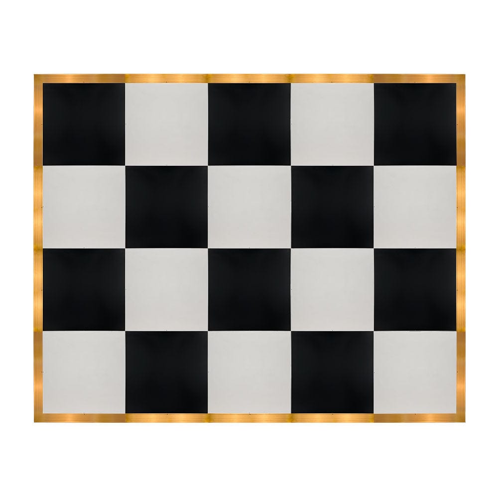 Chivari 16' x 20' Black & White Portable Dance Floor with Gold Edge Trim DF-16X20-BLKWHTG-KT