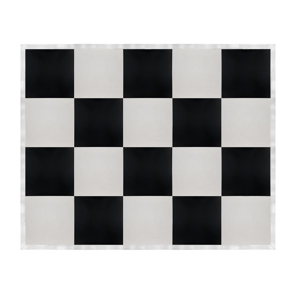 Chivari 16' x 20' Black & White Portable Dance Floor with Silver Edge Trim DF-16X20-BLKWHTS-KT