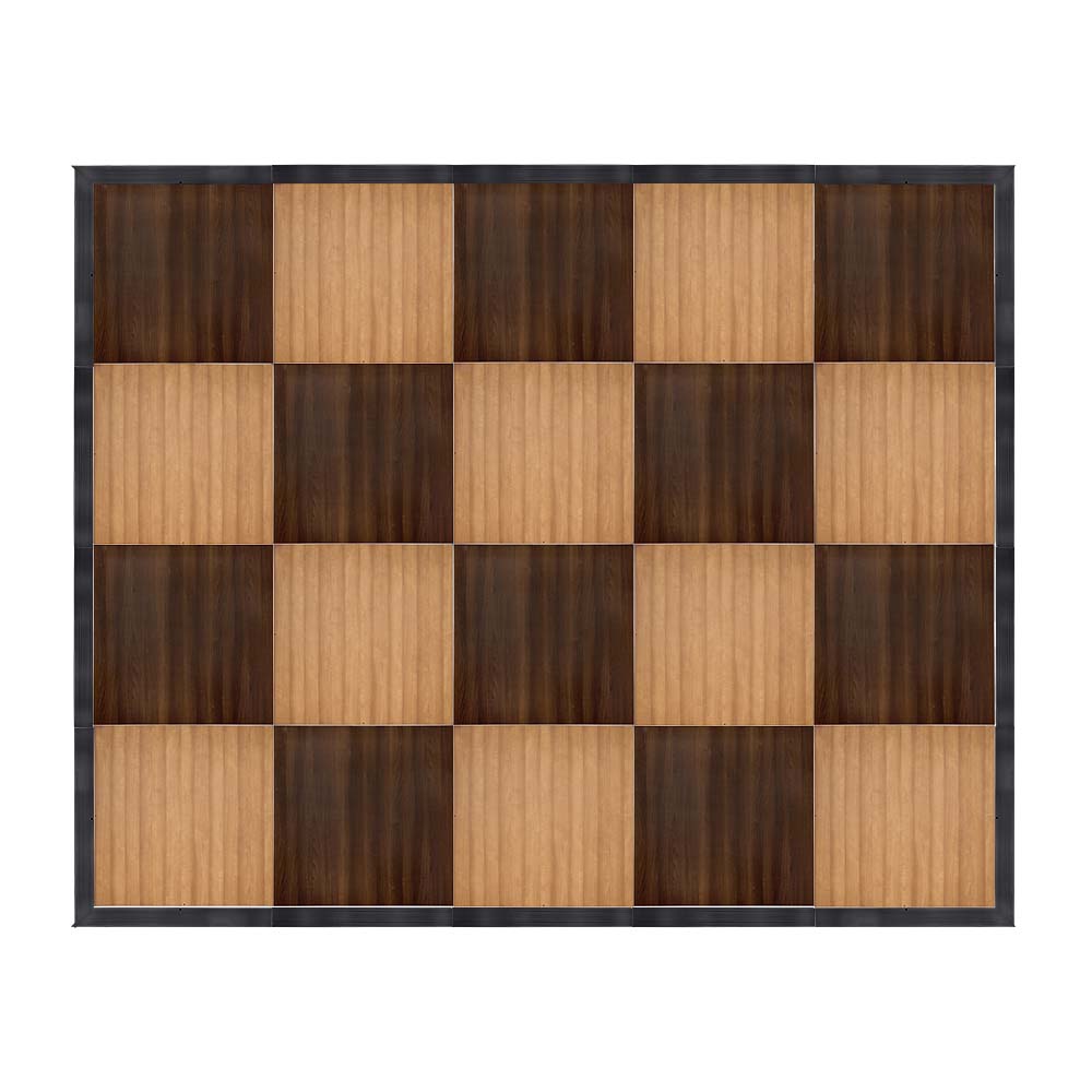 Chivari 16' x 20' Chestnut & Fruitwood Portable Dance Floor with Black Edge Trim DF-16X20-CHTFRTB-KT