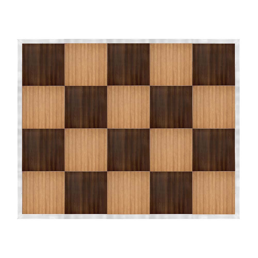 Chivari 16' x 20' Fruitwood & Chestnut Portable Dance Floor with Silver Edge Trim DF-16X20-CHTFRTS-KT