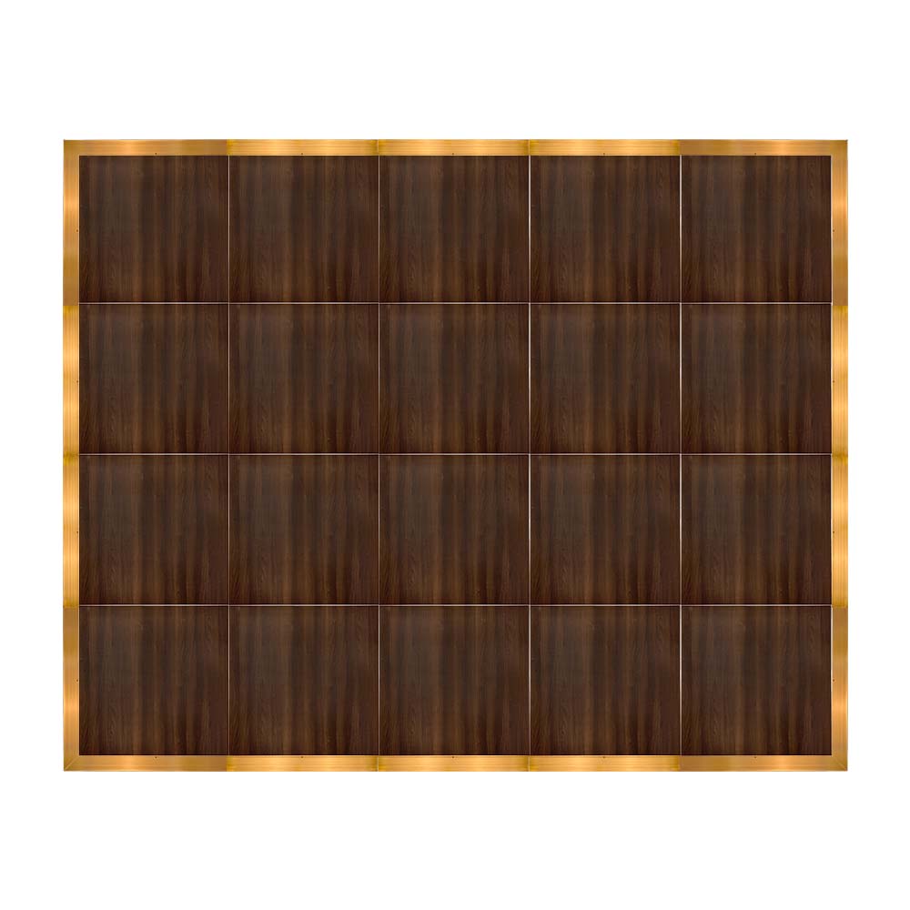 Chivari 16' x 20' Fruitwood Portable Dance Floor with Gold Edge Trim DF-16X20-FRTG-KT