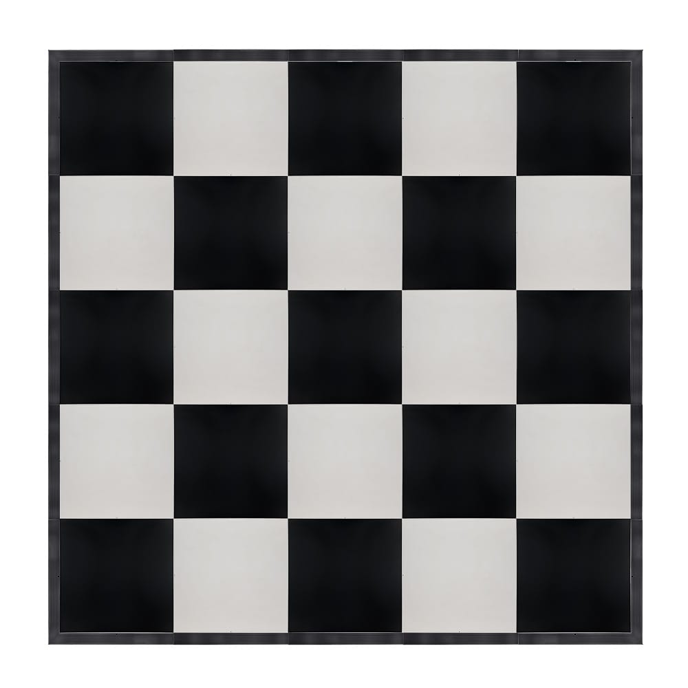 Chivari 20' x 20' Black & White Portable Dance Floor with Classic Gold Edge Trim DF-20X20-BLKWHTCG-KT