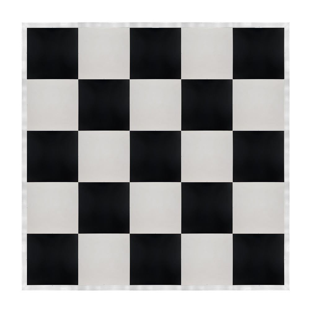 Chivari 20' x 20' Black & White Portable Dance Floor with Silver Edge Trim DF-20X20-BLKWHTS-KT