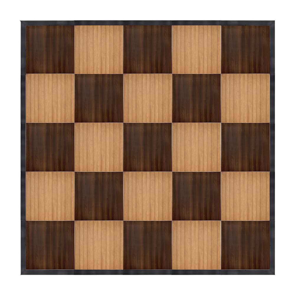 Chivari 20' x 20' Chestnut & Fruitwood Portable Dance Floor with Classic Gold Edge Trim DF-20X20-CHTFRTCG-KT