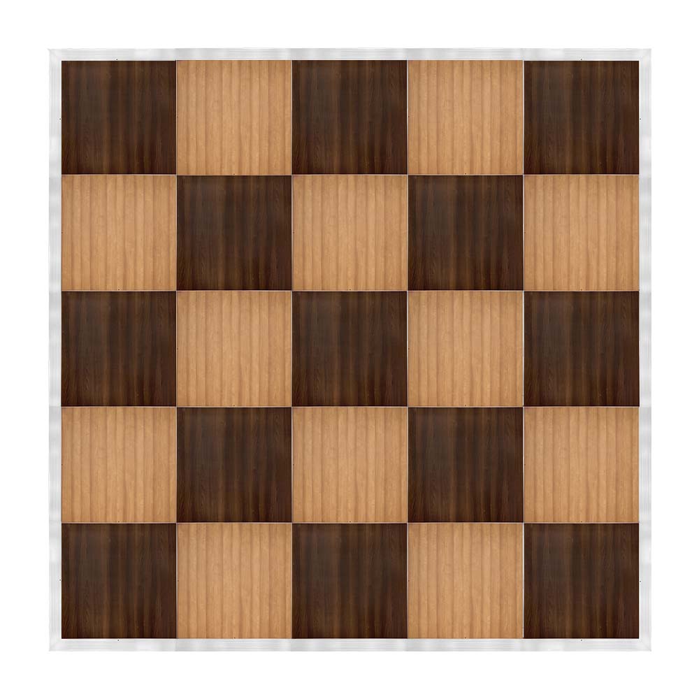 Chivari 20' x 20' Fruitwood & Chestnut Portable Dance Floor with Silver Edge Trim DF-20X20-CHTFRTS-KT