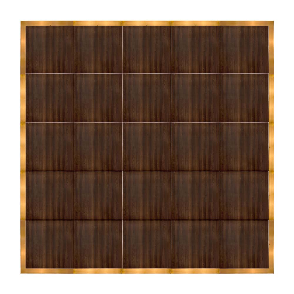 Chivari 20' x 20' Fruitwood Portable Dance Floor with Gold Edge Trim DF-20X20-FRTG-KT
