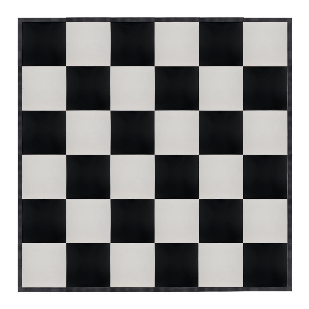 Chivari 24' x 24' Black & White Portable Dance Floor with Black Edge Trim DF-24X24-BLKWHTB-KT