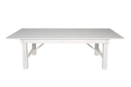 Chivari White Distressed Straight Leg Farm Table Dining Set with 2 Benches TFARM-WHITEDIS-S-LEG-KIT-AX