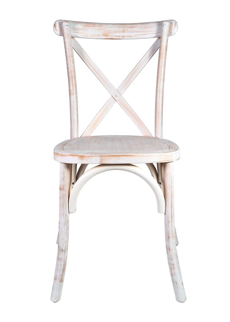 Chivari 32 Chair Pack White Distressed ToughWood™ Cross Back Chair CXWWD-ZG-T-32