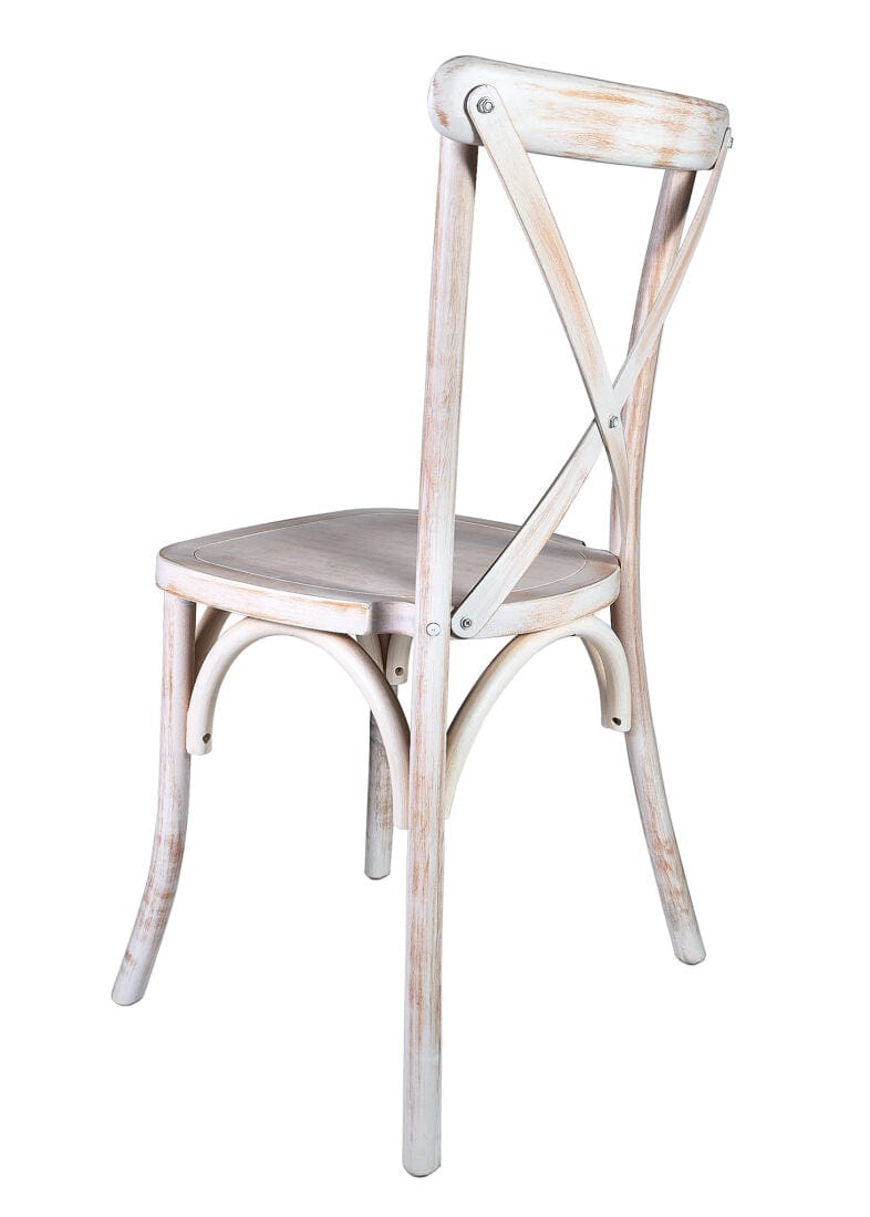 Chivari 32 Chair Pack White Distressed ToughWood™ Cross Back Chair CXWWD-ZG-T-32