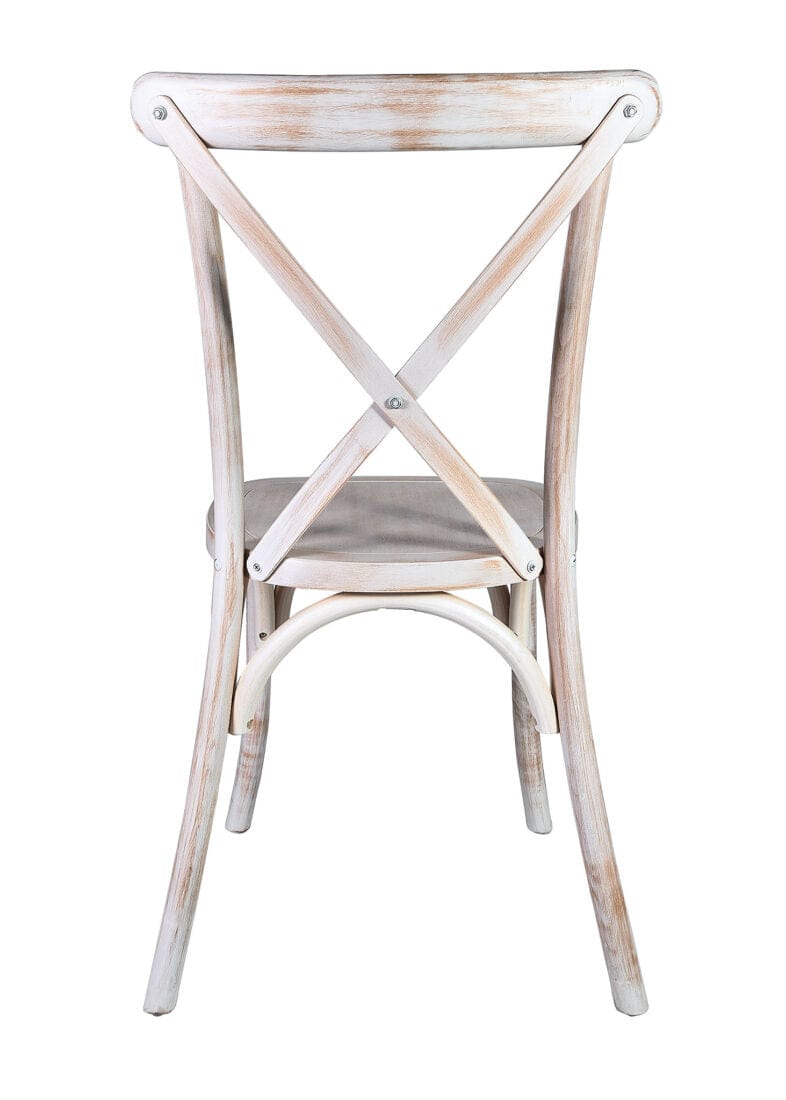 Chivari 32 Chair Pack White Distressed ToughWood™ Cross Back Chair CXWWD-ZG-T-32