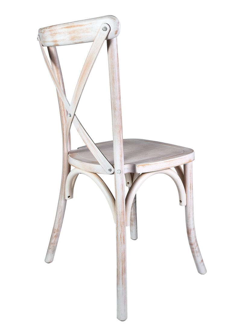 Chivari 32 Chair Pack White Distressed ToughWood™ Cross Back Chair CXWWD-ZG-T-32
