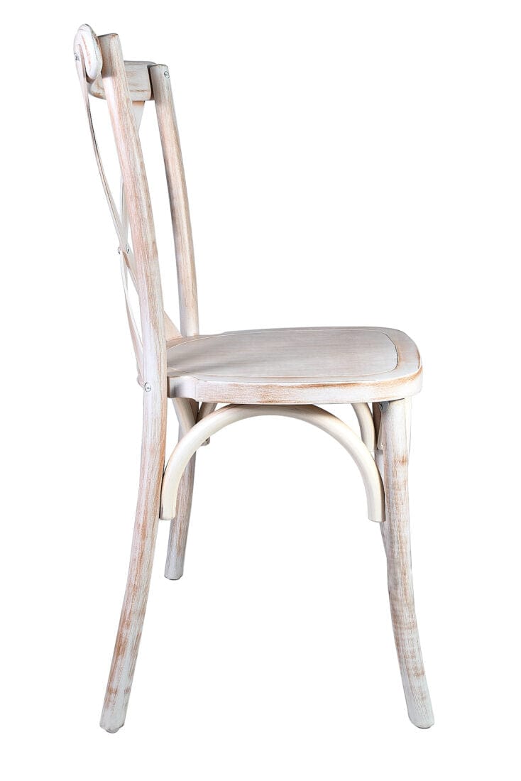 Chivari 32 Chair Pack White Distressed ToughWood™ Cross Back Chair CXWWD-ZG-T-32