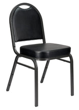 Black Vinyl Silver Steel Frame Dome Back Banquet Chair