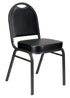 Chivari Black Vinyl Silver Steel Frame Dome Back Banquet Chair CQDVBS-ZF-T