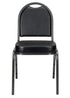 Chivari Black Vinyl Silver Steel Frame Dome Back Banquet Chair CQDVBS-ZF-T