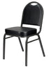 Chivari Black Vinyl Silver Steel Frame Dome Back Banquet Chair CQDVBS-ZF-T
