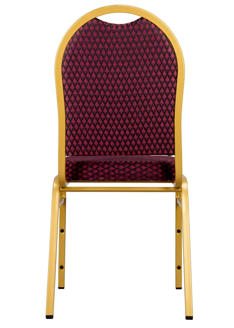 Chivari Burgundy Patterned Fabric Gold Steel Frame Dome Back Banquet Chair CQDFBU-ZF-T