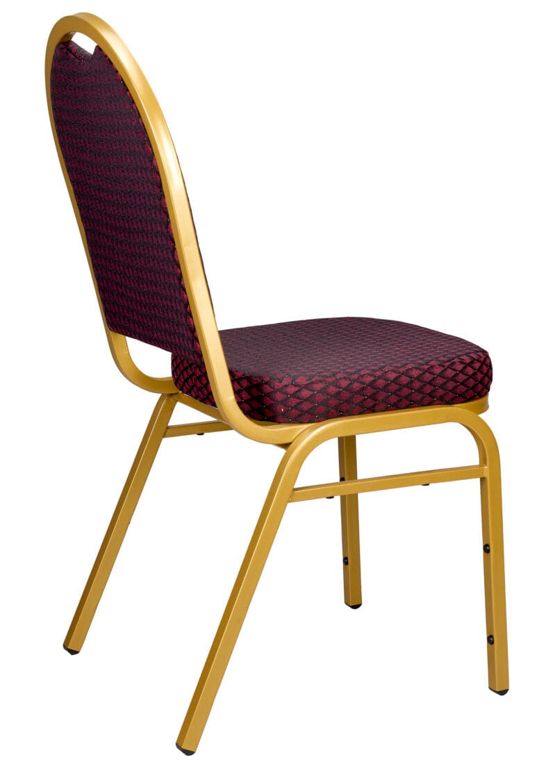Chivari Burgundy Patterned Fabric Gold Steel Frame Dome Back Banquet Chair CQDFBU-ZF-T