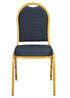 Chivari Navy Blue Patterned Fabric Gold Steel Frame Dome Back Banquet Chair CQDFBLU-ZF-T