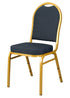 Chivari Navy Blue Patterned Fabric Gold Steel Frame Dome Back Banquet Chair CQDFBLU-ZF-T