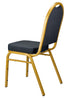 Chivari Navy Blue Patterned Fabric Gold Steel Frame Dome Back Banquet Chair CQDFBLU-ZF-T