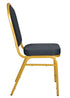 Chivari Navy Blue Patterned Fabric Gold Steel Frame Dome Back Banquet Chair CQDFBLU-ZF-T
