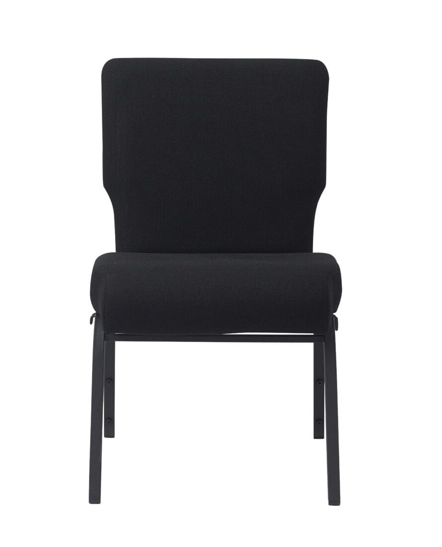 Chivari Black Fabric Church Chair with Full Back 20.5" Wide Black Steel Frame CH20FBB-ZF-T