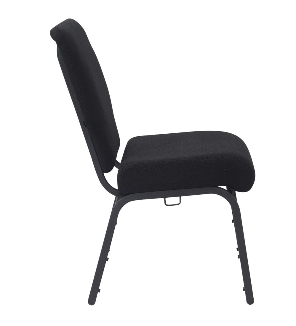 Chivari Black Fabric Church Chair with Full Back 20.5