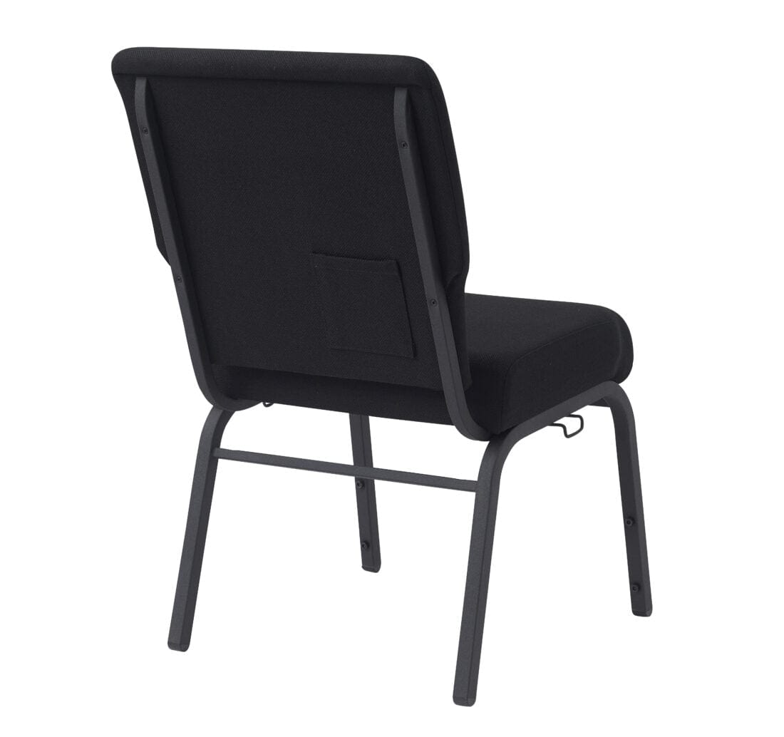 Chivari Black Fabric Church Chair with Full Back 20.5