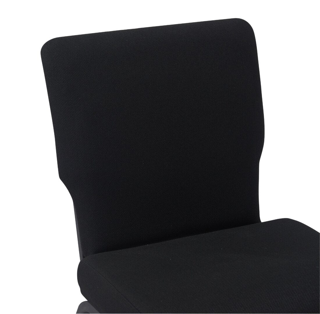 Chivari Black Fabric Church Chair with Full Back 20.5" Wide Black Steel Frame CH20FBB-ZF-T