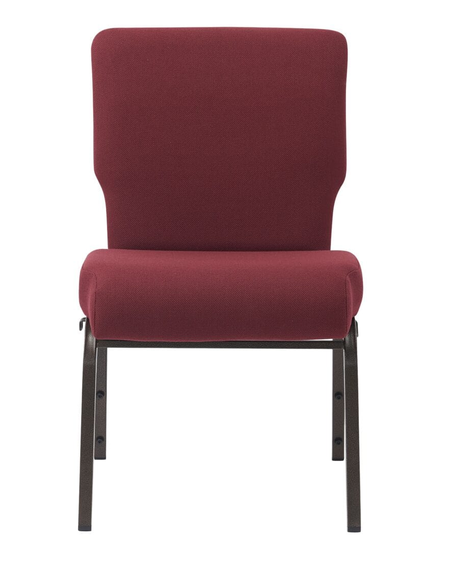 Chivari Maroon Fabric Church Chair with Full Back 20.5" Wide Gold Vein Steel Frame CH20FMGV-ZF-T