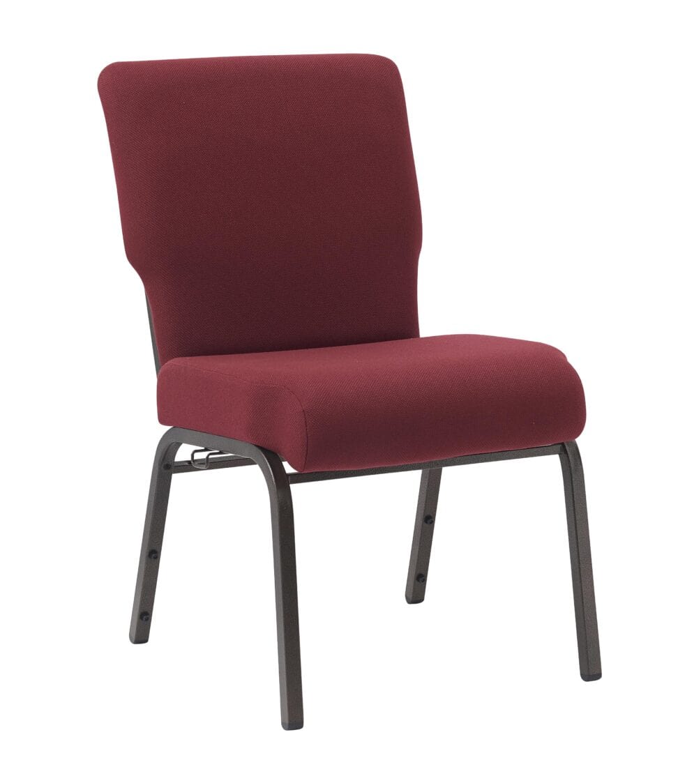 Chivari Maroon Fabric Church Chair with Full Back 20.5" Wide Gold Vein Steel Frame CH20FMGV-ZF-T