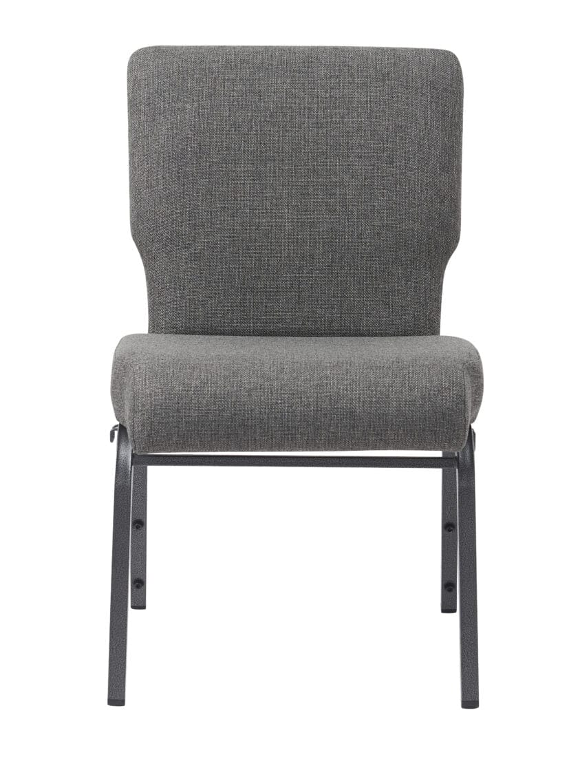 Chivari Gray Fabric Church Chair with Full Back 20.5" Wide Silver Vein Steel Frame CH20FGRSV-ZF-T