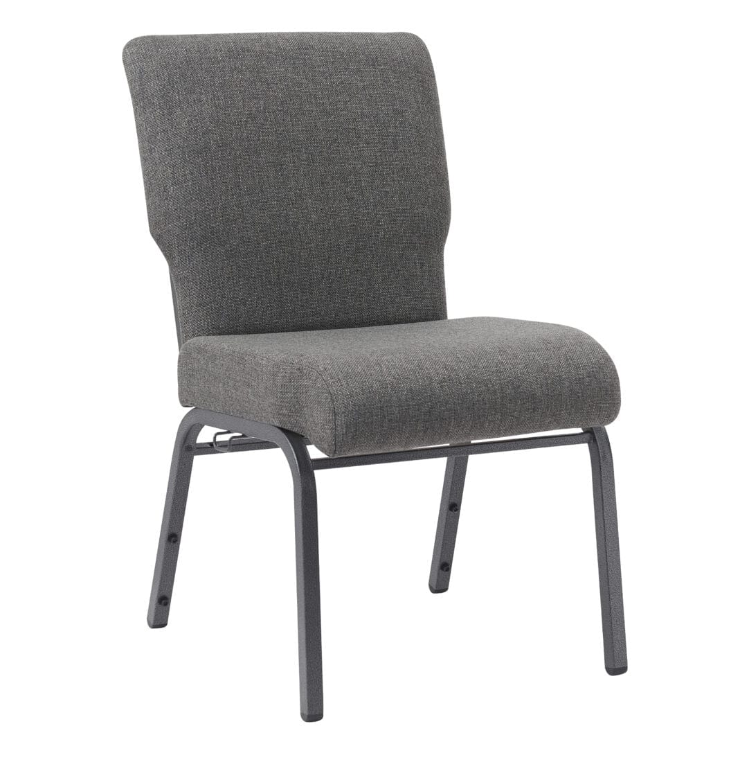 Chivari Gray Fabric Church Chair with Full Back 20.5" Wide Silver Vein Steel Frame CH20FGRSV-ZF-T