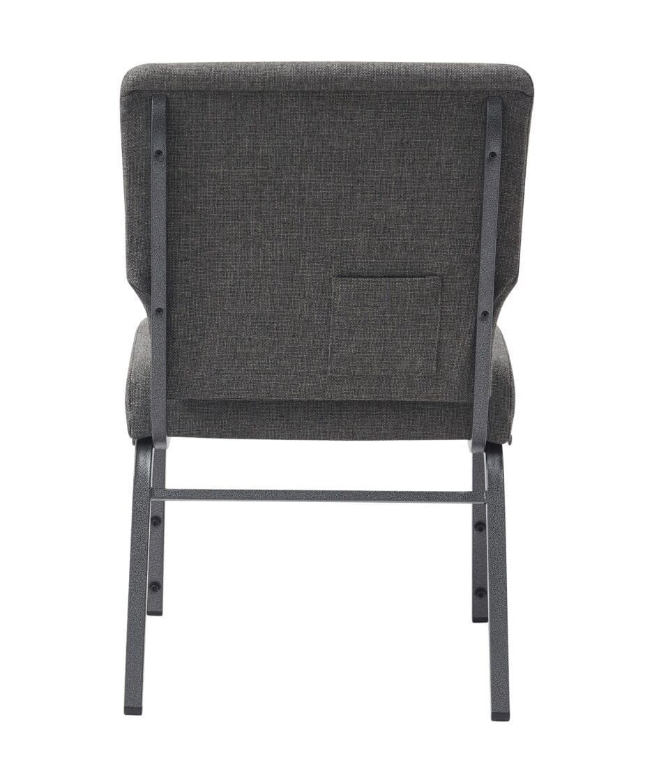 Chivari Gray Fabric Church Chair with Full Back 20.5" Wide Silver Vein Steel Frame CH20FGRSV-ZF-T