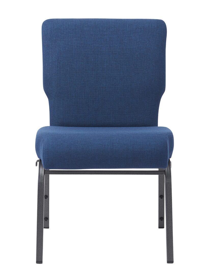 Chivari Indigo Fabric Church Chair with Full Back 20.5" Wide Silver Vein Steel Frame CH20FISV-ZF-T